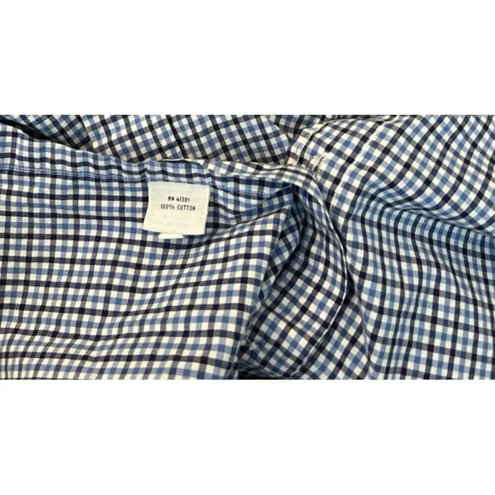 Polo Ralph Lauren Mens Large Blue White Check Long Sleeve Button Shirt Pony Vtg